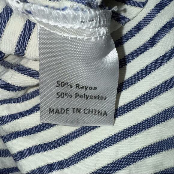 Emerson Lang | Blue and White Striped Button Up Blouse - Picture 8 of 8
